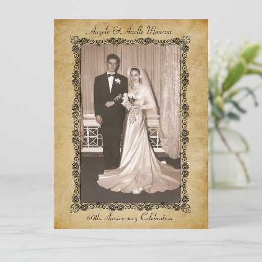 Vintage 60e Jubileum feestdag Kaart (Staand voorkant)