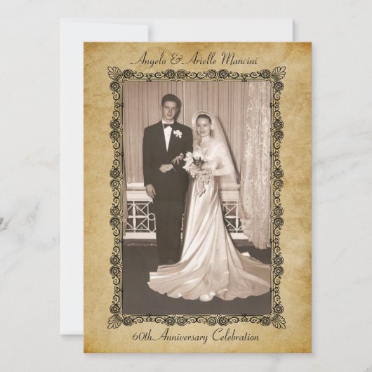 Vintage 60e Jubileum feestdag Kaart (Voorkant)