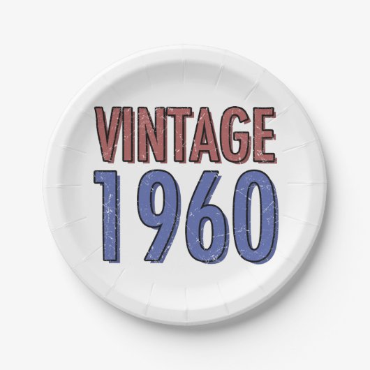 Vintage 60e verjaardag 1960 papieren bordje (Voorkant)