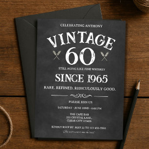 Vintage 60e verjaardagsuitnodiging – Whiskey thema Kaart