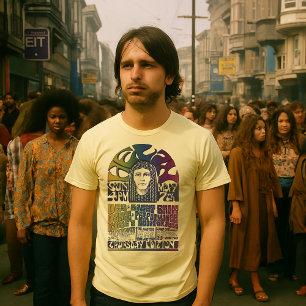 Vintage 60's Cover / Evenement Psychedelische Kuns T-shirt