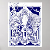 Vintage 60's Psychedelic Art Nouveau Floral Poster (Voorkant)