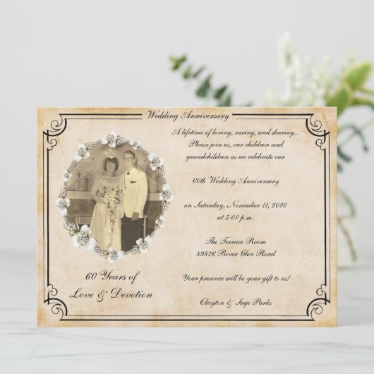 Vintage 60ste verjaardagsviering kaart (Staand voorkant)