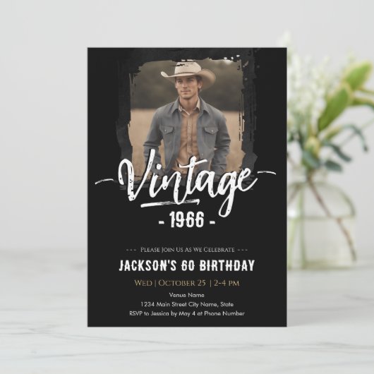 Vintage 60th Birthday  Kaart (Staand voorkant)