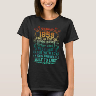 Vintage 64 jaar oud februari 1959 64e verjaardag t-shirt