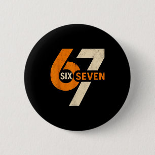 Vintage 67 Zes Zeven 6 7 Nummer Retro 67 Meme  Ronde Button 5,7 Cm