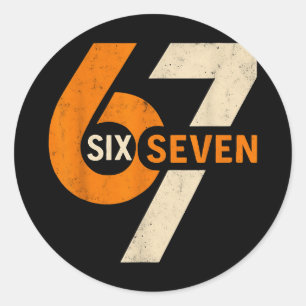 Vintage 67 Zes Zeven 6 7 Nummer Retro 67 Meme Ronde Sticker