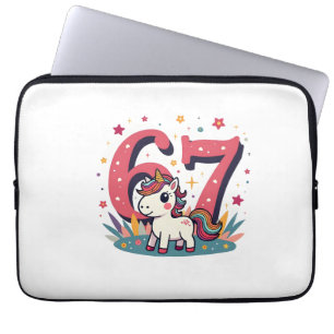Vintage 67e verjaardag eenhoorn regenboog cute car laptop sleeve