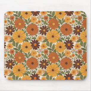 vintage 70-er jaren stijl bloemen/bloem muismat