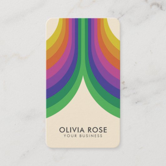 Vintage 70-s Retro regenboog Visitekaartje (Voorkant)