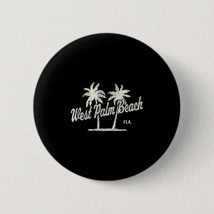 Vintage 70 van West Palm Beach Florida Palm Trees  Ronde Button 5,7 Cm