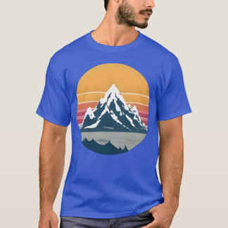 Vintage 70s berglandschap bij zonsondergang famili t-shirt
