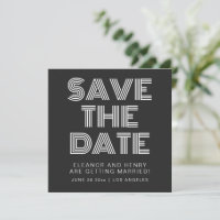 Vintage 70s Disco Typografie Zwart Save the Date