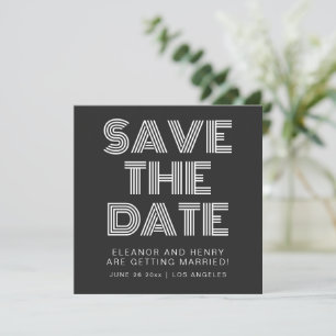 Vintage 70s Disco Typografie Zwart Save the Date