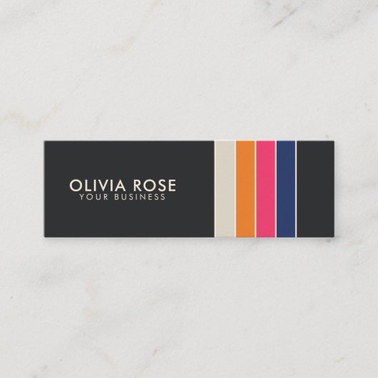 Vintage 70s Retro Stripes Mini Visitekaartje (Voorkant)