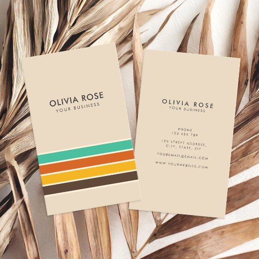 Vintage 70s Retro Stripes Visitekaartje