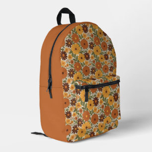vintage 70s stijl bloemen/bloem bedrukte rugzak