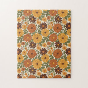 vintage 70s stijl bloemen/bloem legpuzzel