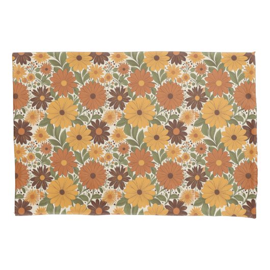vintage 70s styled floral/flower kussensloop (Voorkant)