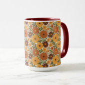 vintage 70s styled floral/flower mok (Voorkant rechts)