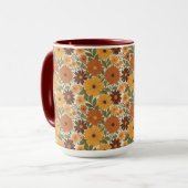 vintage 70s styled floral/flower mok (Voorkant links)