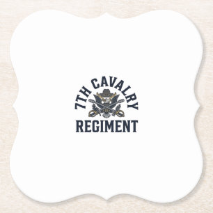 Vintage 7e Cavalerie Regiment Borstprint Ontwerp_1 Kartonnen Onderzetters