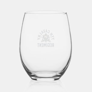 Vintage 7e Cavalerie Regiment Borstprint Ontwerp_1 Wijnglas Zonder Voet