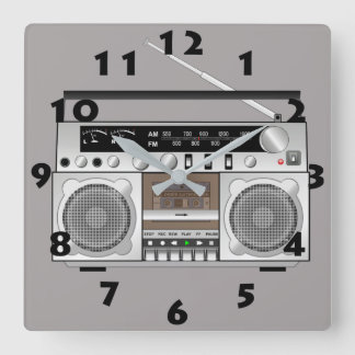 VINTAGE 80-KLASSIEKE RADIOTAPE-SPELER VIERKANTE KLOK