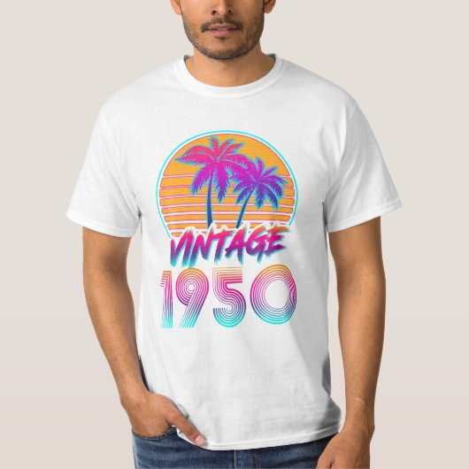 Vintage 80's 1950 Verjaardag T-shirt (Voorkant)