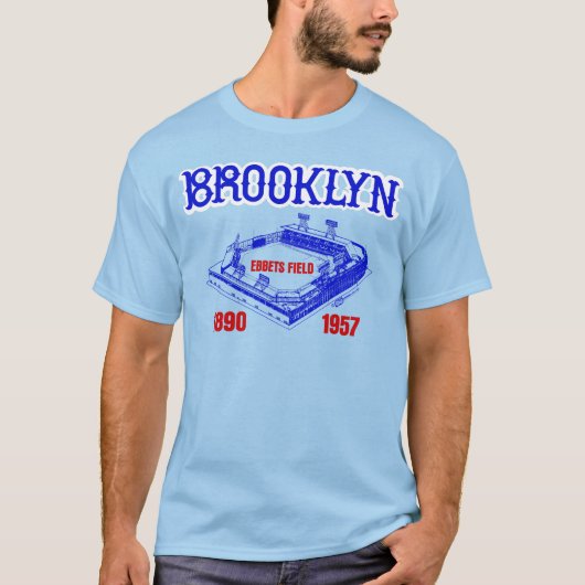 Vintage 80s Ebbets Field Brooklyn T-shirt (Voorkant)