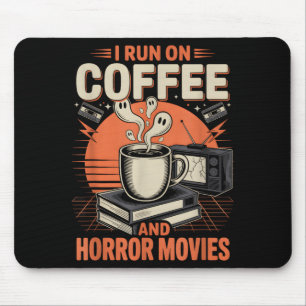 Vintage 80s loop op koffie en horrorfilms spook muismat