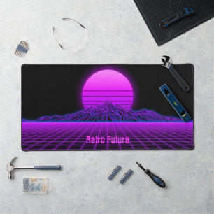 Vintage 80s Retrowave Berglandschap Bureaumat