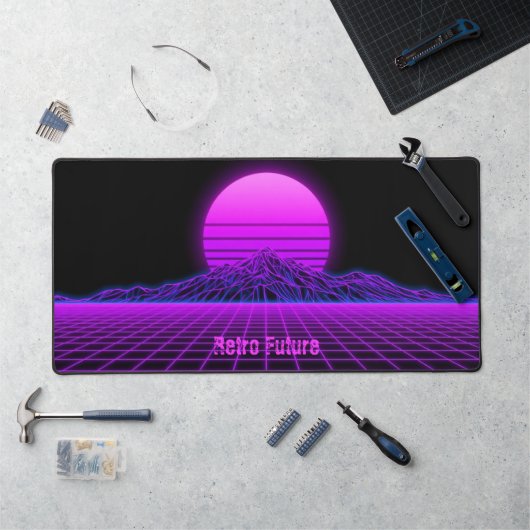 Vintage 80s Retrowave Berglandschap Bureaumat (Werkstation)