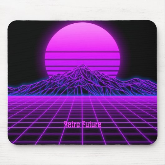 Vintage 80s Retrowave Berglandschap Muismat (Voorkant)