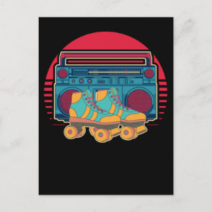 Vintage 80s Roller Skating Girl Disco Rollerskates Briefkaart