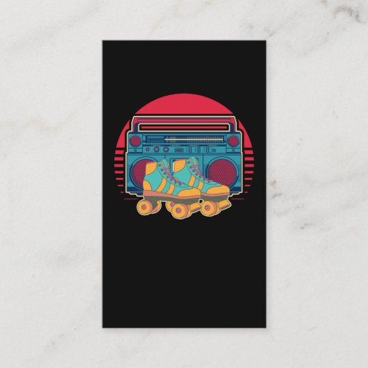 Vintage 80s Roller Skating Girl Disco Rollerskates Visitekaartje (Voorkant)