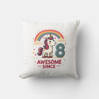 Vintage 8 Awesome Since 2018 Unicorn Birthday Rain Kussen