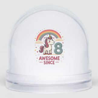 Vintage 8 Awesome Since 2018 Unicorn Birthday Rain Sneeuwbol