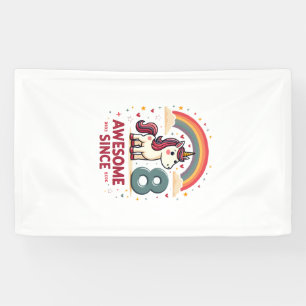 Vintage 8 Geweldig Sinds 2018 Eenhoorn Verjaardag Spandoek