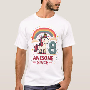 Vintage 8 Geweldig Sinds 2018 Eenhoorn Verjaardag  T-shirt