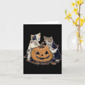 Vintage 90s Cat Halloween Retro Halloween Vintage  Kaart (Gele Bloem)