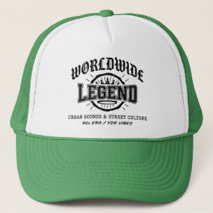 Vintage 90s Rap Urban Wereldwijde Legende Honkbalp Trucker Pet