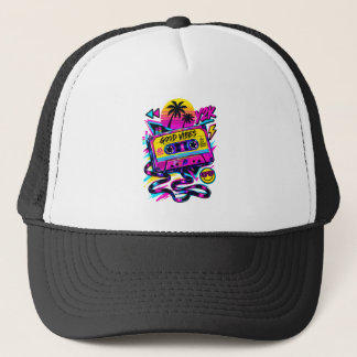 Vintage 90s Retro Cassette Neon Cyberpunk Petje Trucker Pet