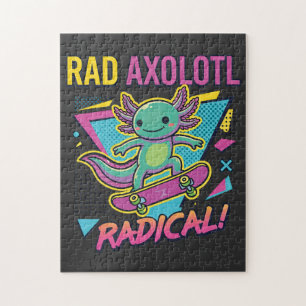 Vintage 90s stijl Axolotl Skateboard Rad neon Legpuzzel