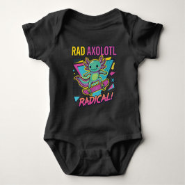 Vintage 90s stijl Axolotl Skateboard Rad neon Romper