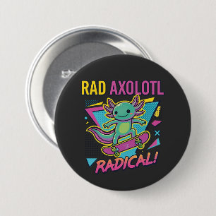 Vintage 90s stijl Axolotl Skateboard Rad neon Ronde Button 7,6 Cm