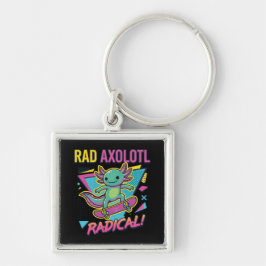 Vintage 90s stijl Axolotl Skateboard Rad neon Sleutelhanger