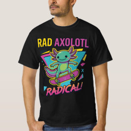 Vintage 90s stijl Axolotl Skateboard Rad neon T-shirt