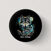 Vintage 90s Wolf Grafisch Retro Wildernis Maan