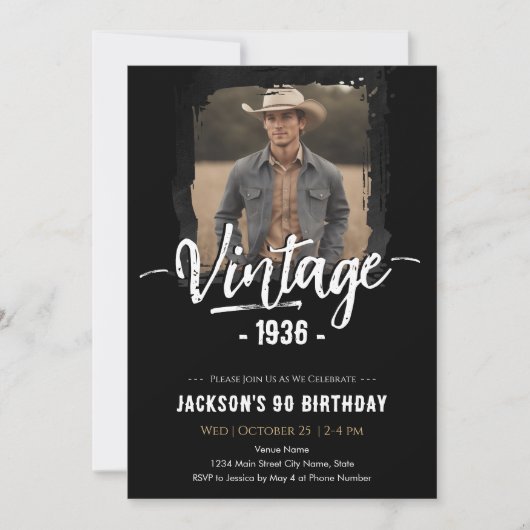 Vintage 90th Birthday  Kaart (Voorkant)